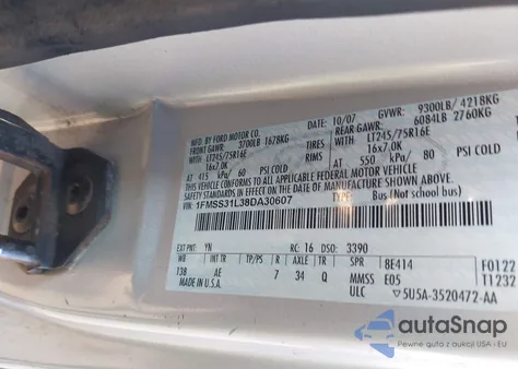 2008 Ford E-350 Super Duty Xl/Xlt from USA, damaged, VIN 1FMSS31L38DA30607